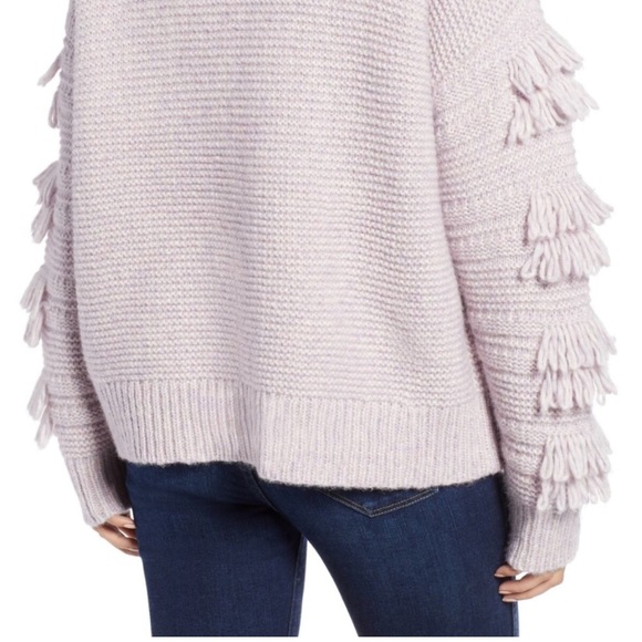 Madewell Fringe Sleeve Purple Sweater sz L - Picture 3 of 8